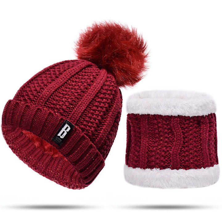 Strickmütze und Schal Set, gefüttert, für Herbst und Winter