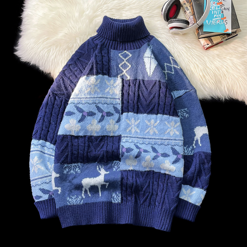 Gefütterter Rollkragenpullover im Retro-Stil
