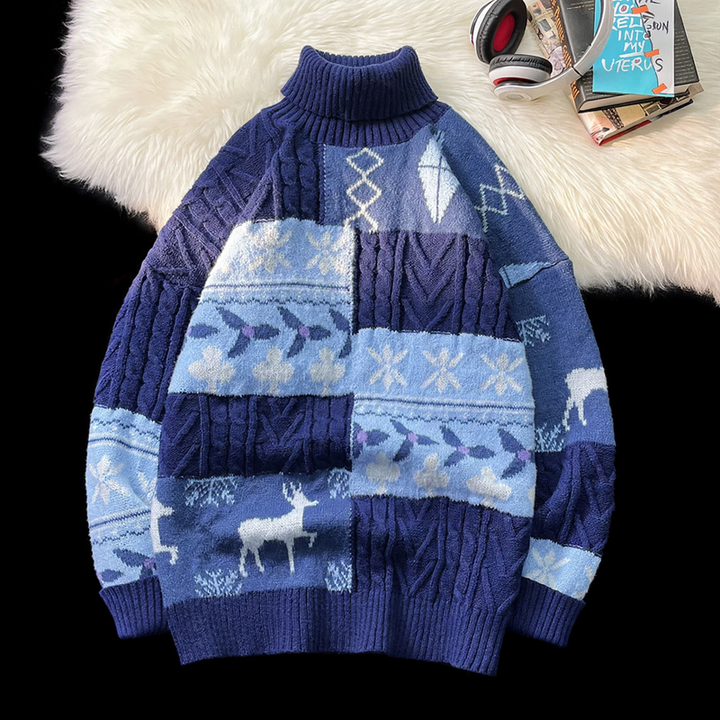 Gefütterter Rollkragenpullover im Retro-Stil