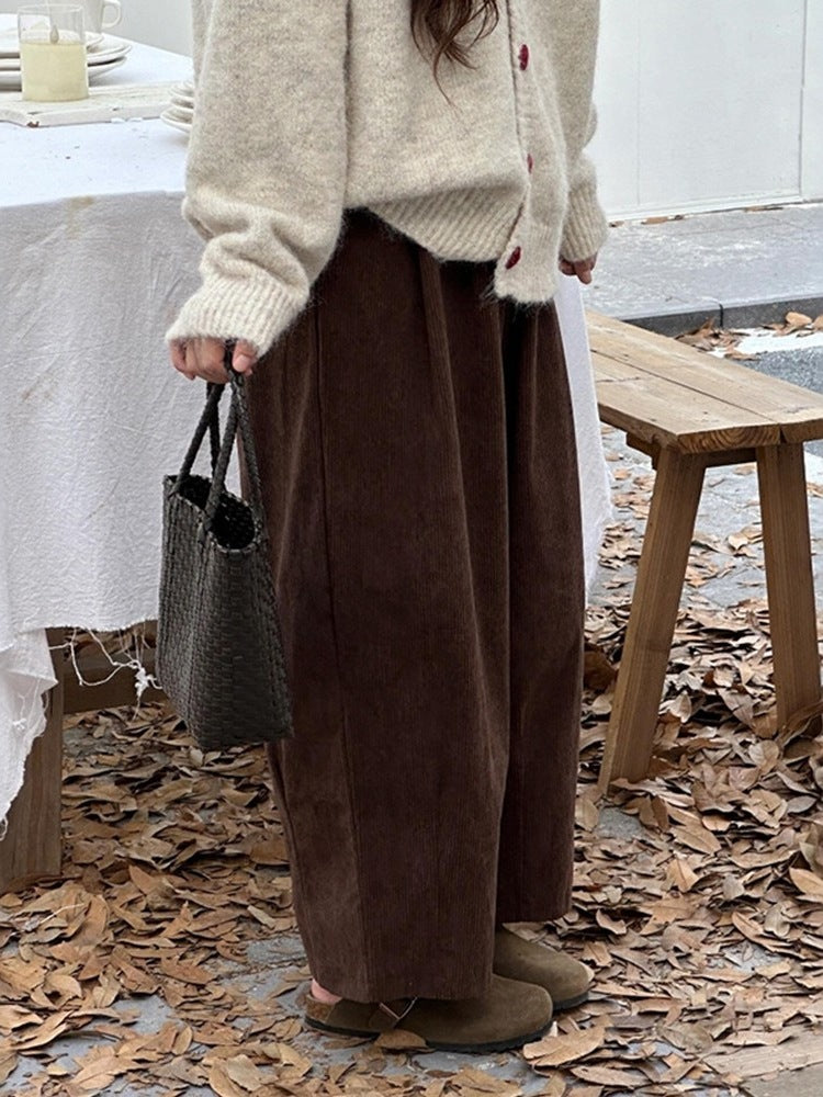 Damen-Cordhose, verkürzt, lockere Passform