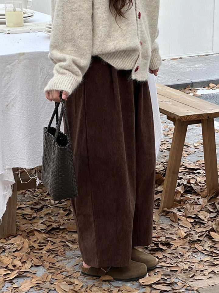 Damen-Cordhose, verkürzt, lockere Passform
