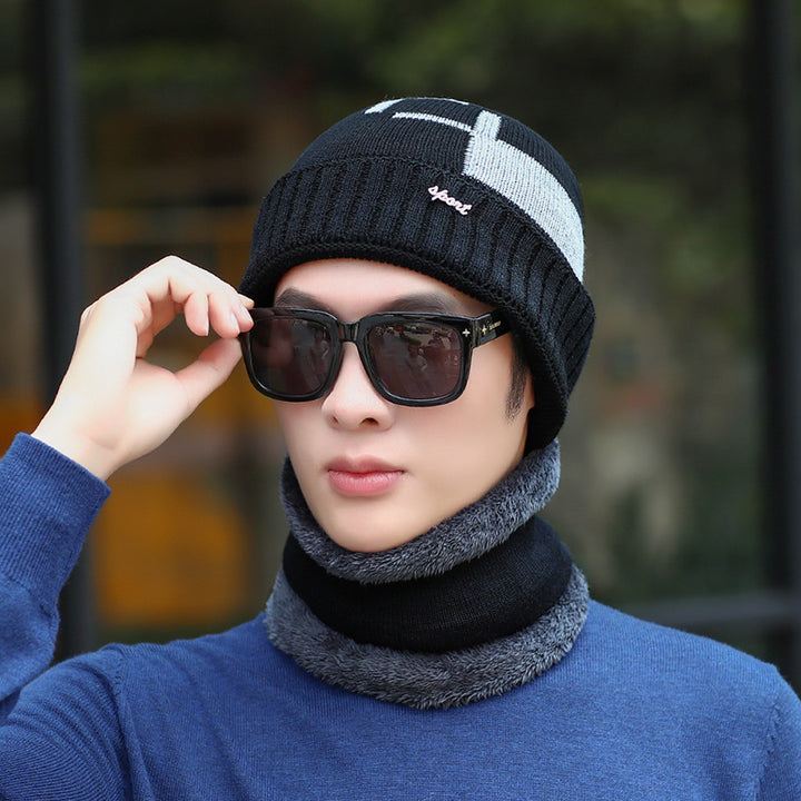 Herren Strickmütze und Schal Set, gefüttert, warm
