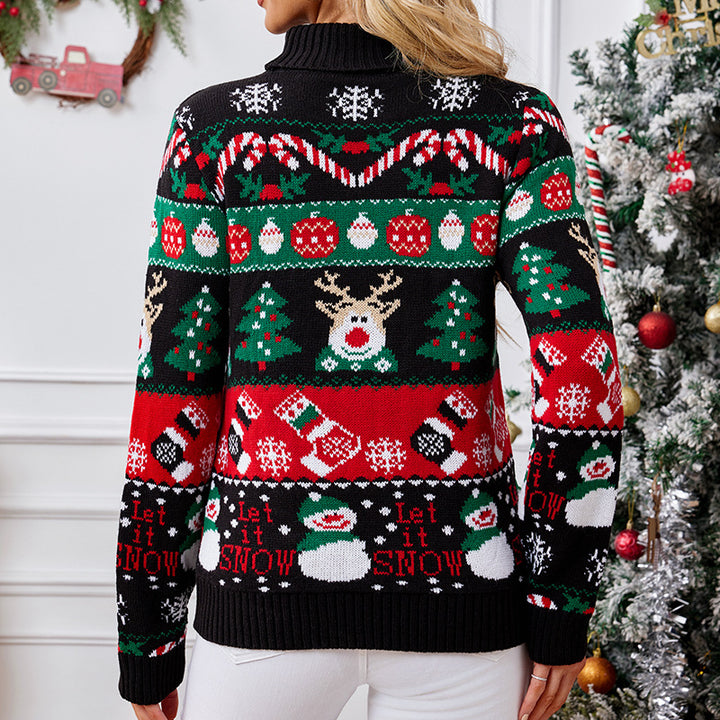 Damen-Weihnachtspullover mit Schneemann-Motiv