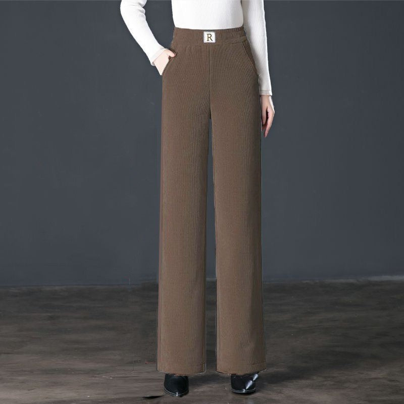 Gefütterte Cord-Weithose für Damen, warm und gerade