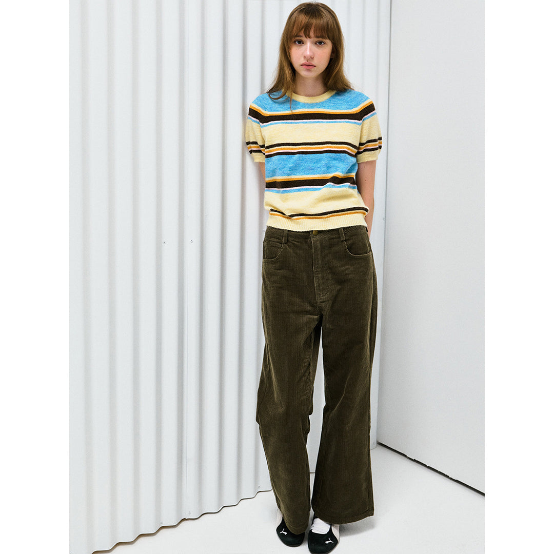 Damen-Cordhose, hoch tailliert, Baumwolle, H63752