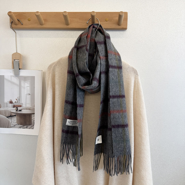 Wollschal mit Karomuster, 100% Wolle, 165x30 cm