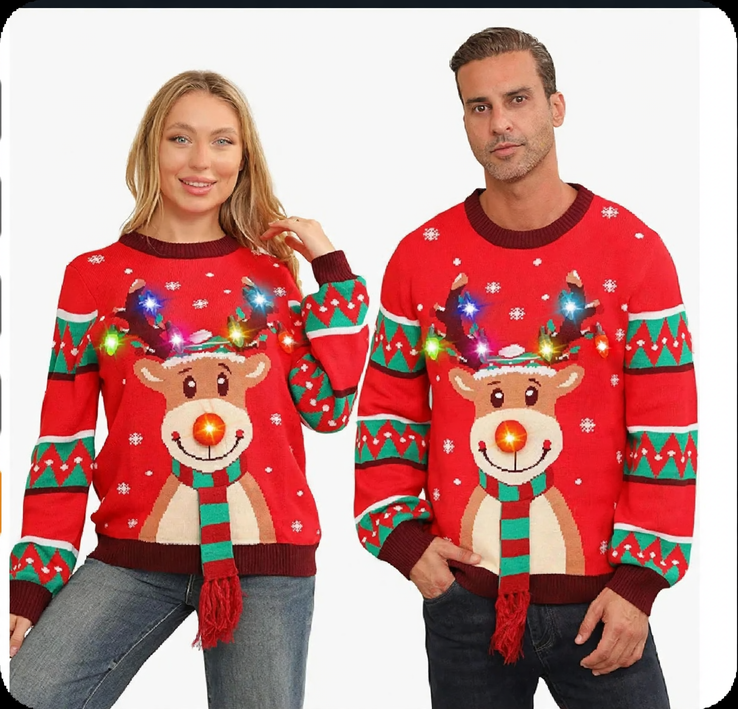 Weihnachtlicher Strickpullover mit Jacquard-Muster