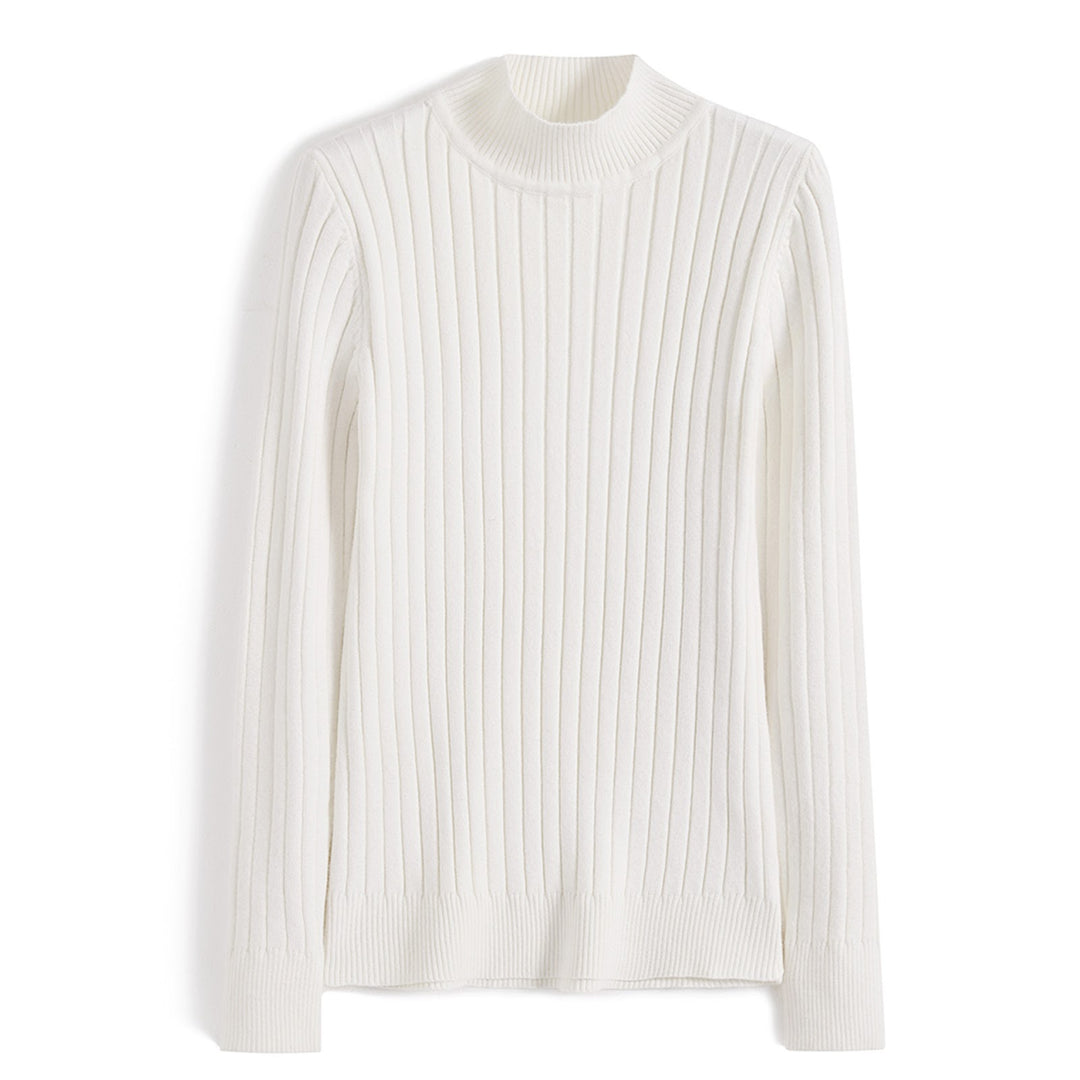 Damen-Strickpullover mit halbem Stehkragen, figurbetont