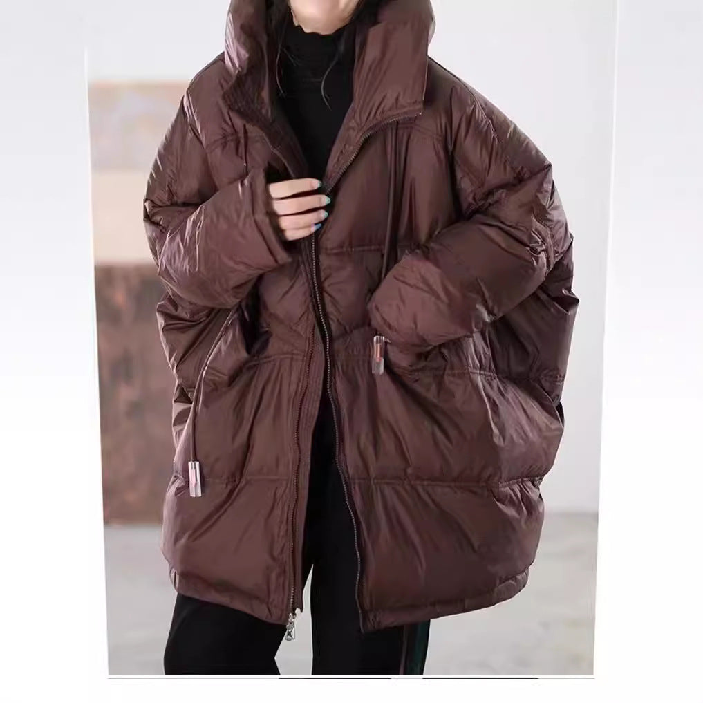 Mittellange Daunenjacke für Damen mit Kapuze