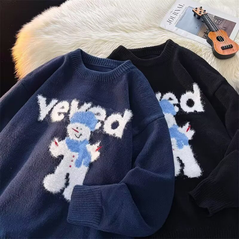 Weihnachtlicher Strickpullover für Herren, Schneemann-Motiv