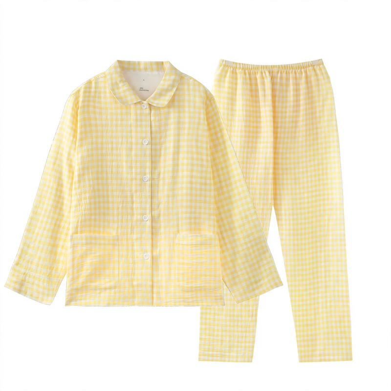 Baumwoll-Pyjama-Set aus Doppelgaze, langärmelig