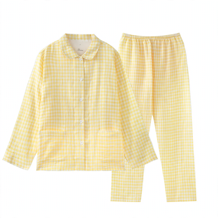 Baumwoll-Pyjama-Set aus Doppelgaze, langärmelig