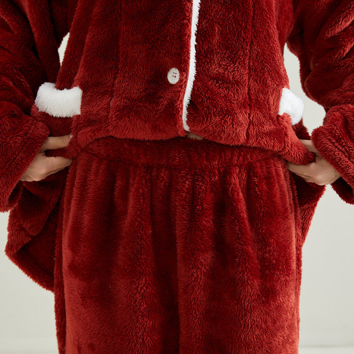 Damen-Pyjama-Set aus weichem Fleece, Langarm