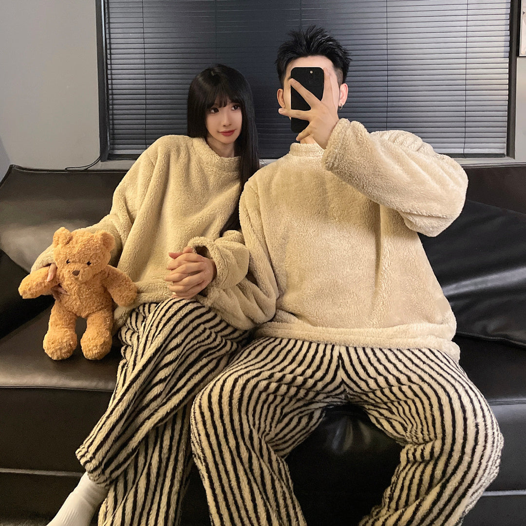Herren-Pyjama-Set, Korallenfleece, warm und weich