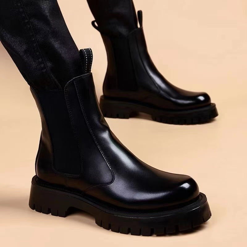 Herren Chelsea-Stiefel aus Rindsleder, atmungsaktiv