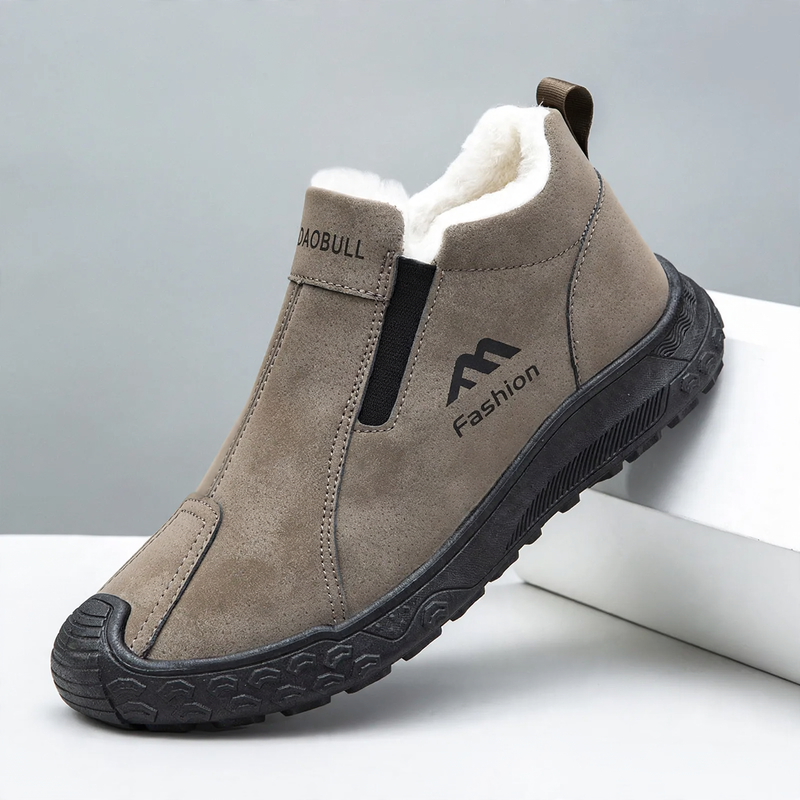 Gefütterte Herren-Winterstiefel, rutschfest, mittelhoher Schaft