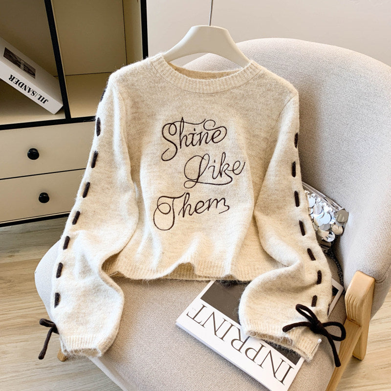 Vintage Strickpullover mit Stickerei für Damen
