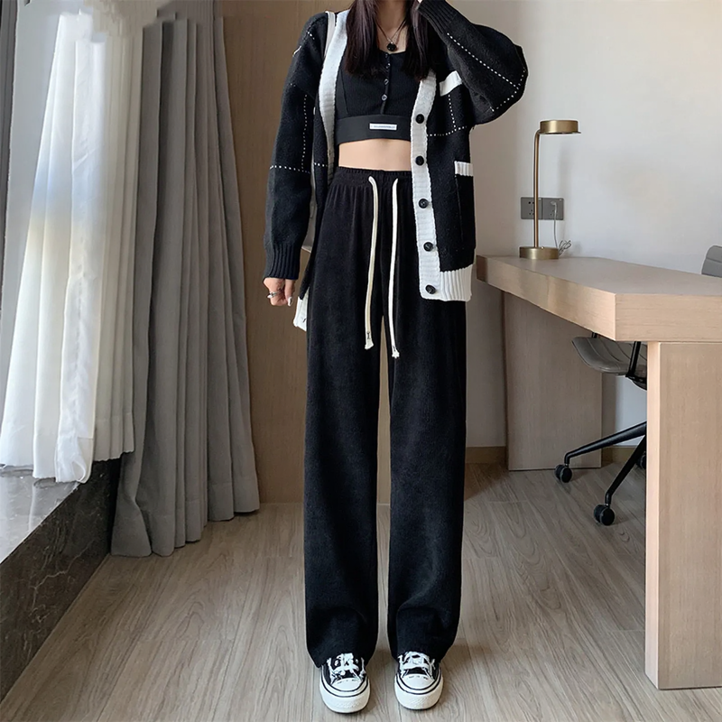 Gefütterte Cord-Weithose im koreanischen Stil