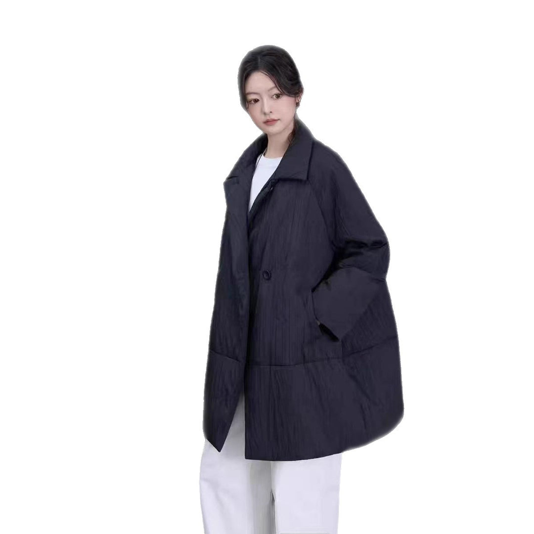 Mittellange Daunenjacke mit Revers, Weißentendaunen