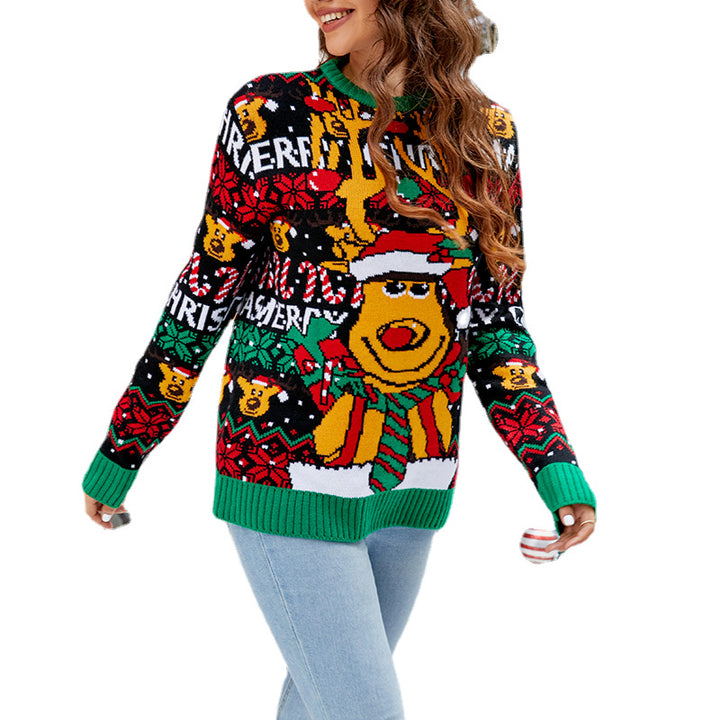 Lockerer Damen-Weihnachtspullover mit Tiermotiv