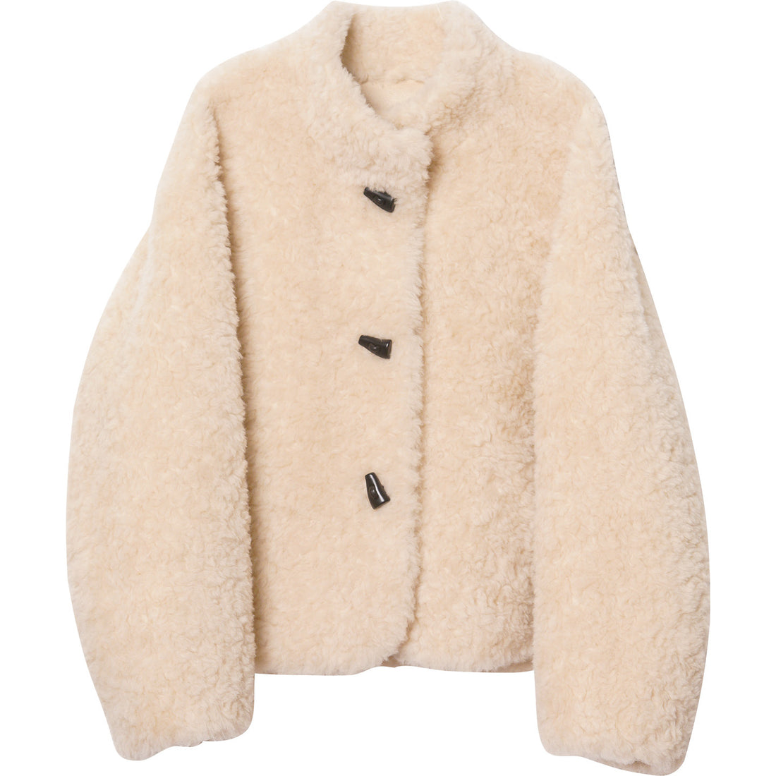 Damen-Lammfellimitat-Jacke mit Stehkragen
