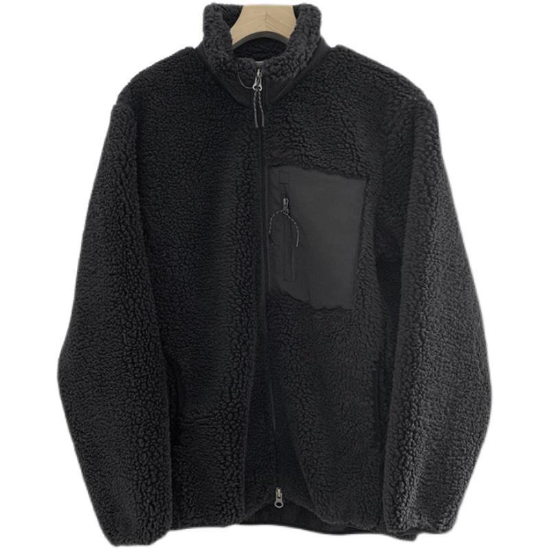 Winddichte Lammfell-Imitat Jacke mit Stehkragen