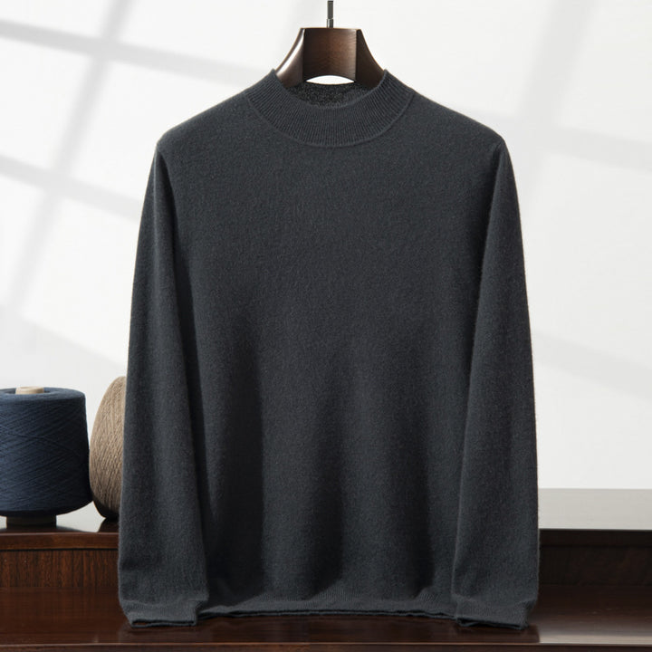 Herren-Kaschmirpullover, Stehkragen, dünn