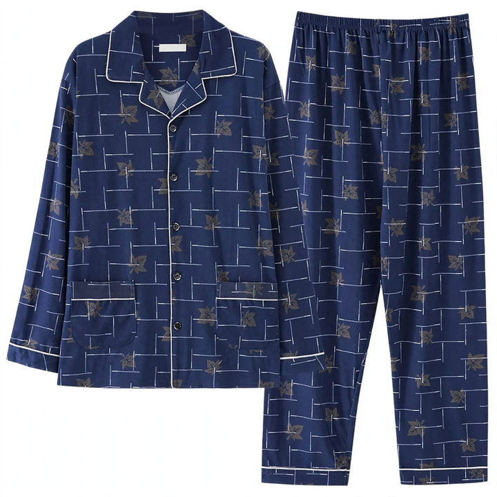 Herren-Pyjama-Set aus reiner Baumwolle, kariert