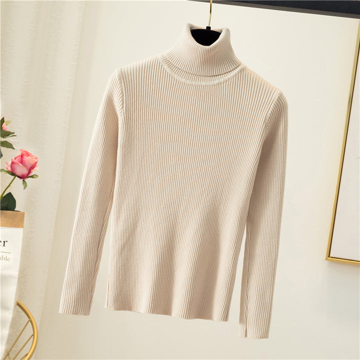 Damen-Rollkragenpullover, schmal geschnitten, einfarbig