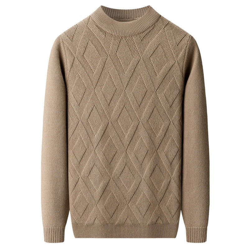 Herren-Wollpullover, Stehkragen, warm, große Größen