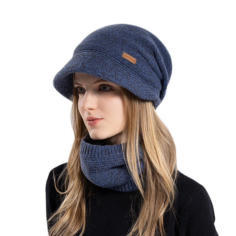 Strickmützen- und Schal-Set mit Futter