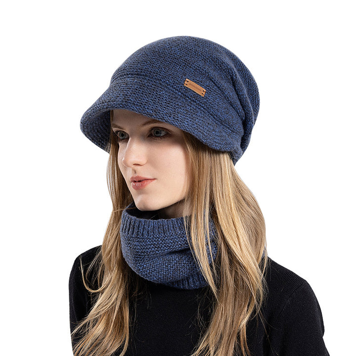Strickmützen- und Schal-Set mit Futter