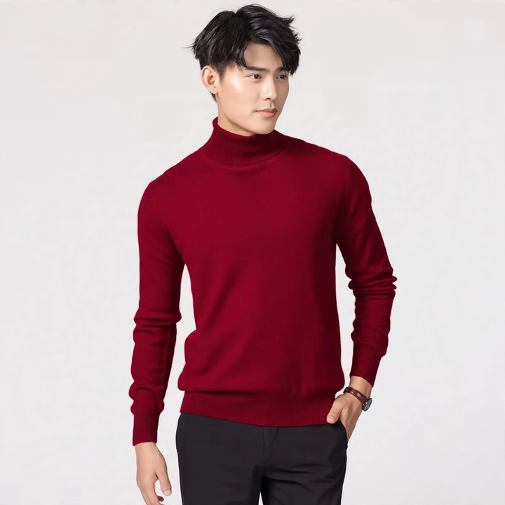 Herren-Wollpullover, Rollkragen, pflegeleicht