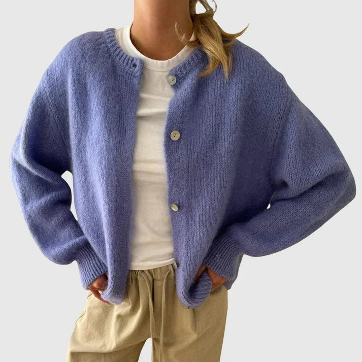 Damen Cardigan mit Rundhalsausschnitt und Knopfverschluss – Veloura