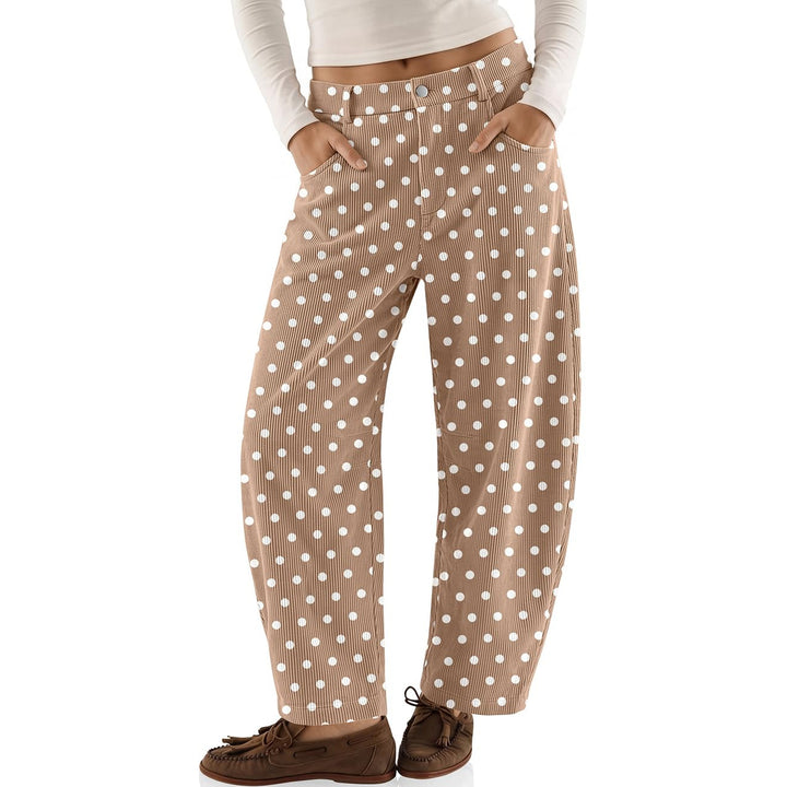 Cordhose mit Gummibund und Punktemuster