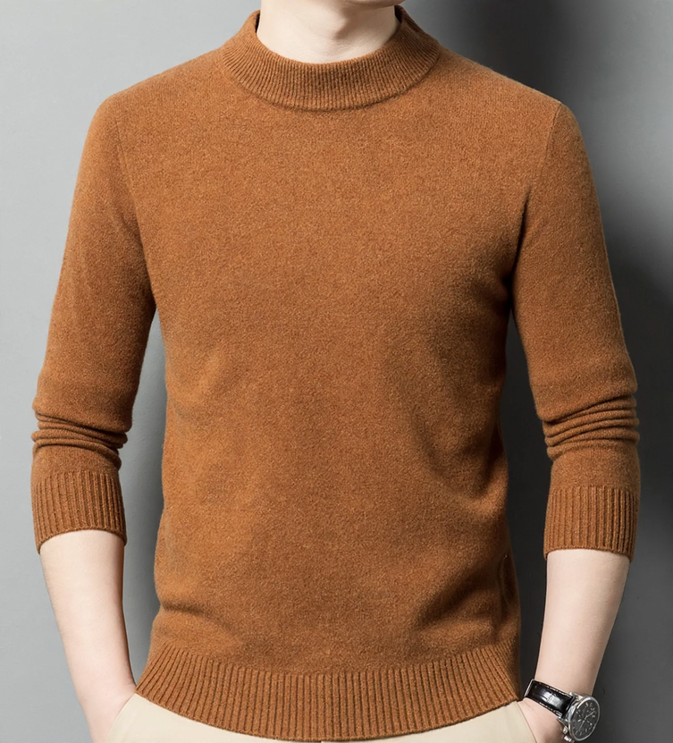 Herren-Pullover aus reiner Wolle mit Stehkragen