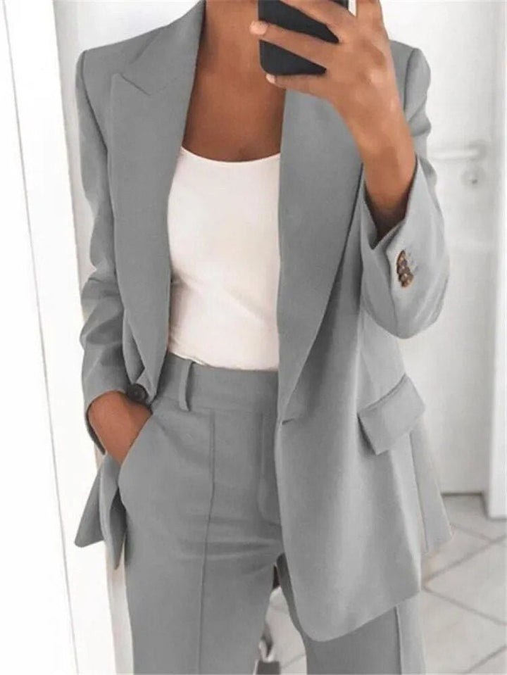 Blazer und Weite Bein Hose Zweiteiliges Set