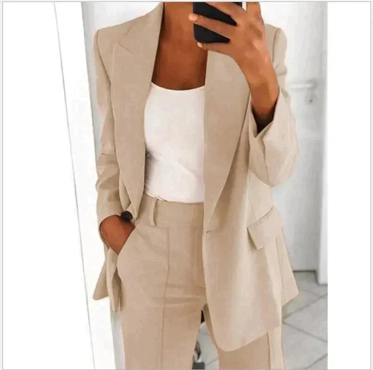 Blazer und Weite Bein Hose Zweiteiliges Set