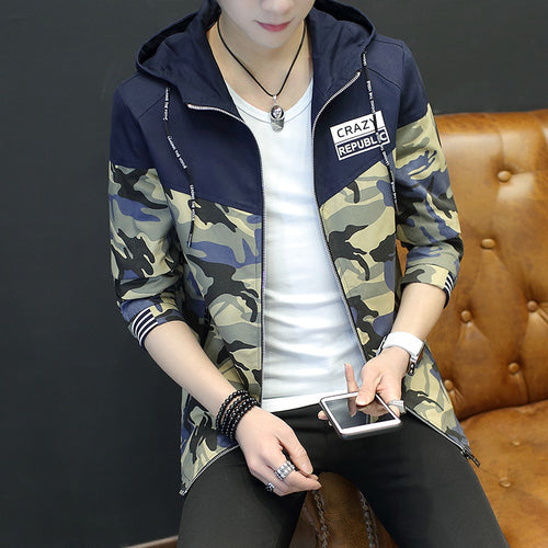 Herren leichte Camouflage-Jacke mit Kapuze und elastischen Bündchen Echoarchiv
