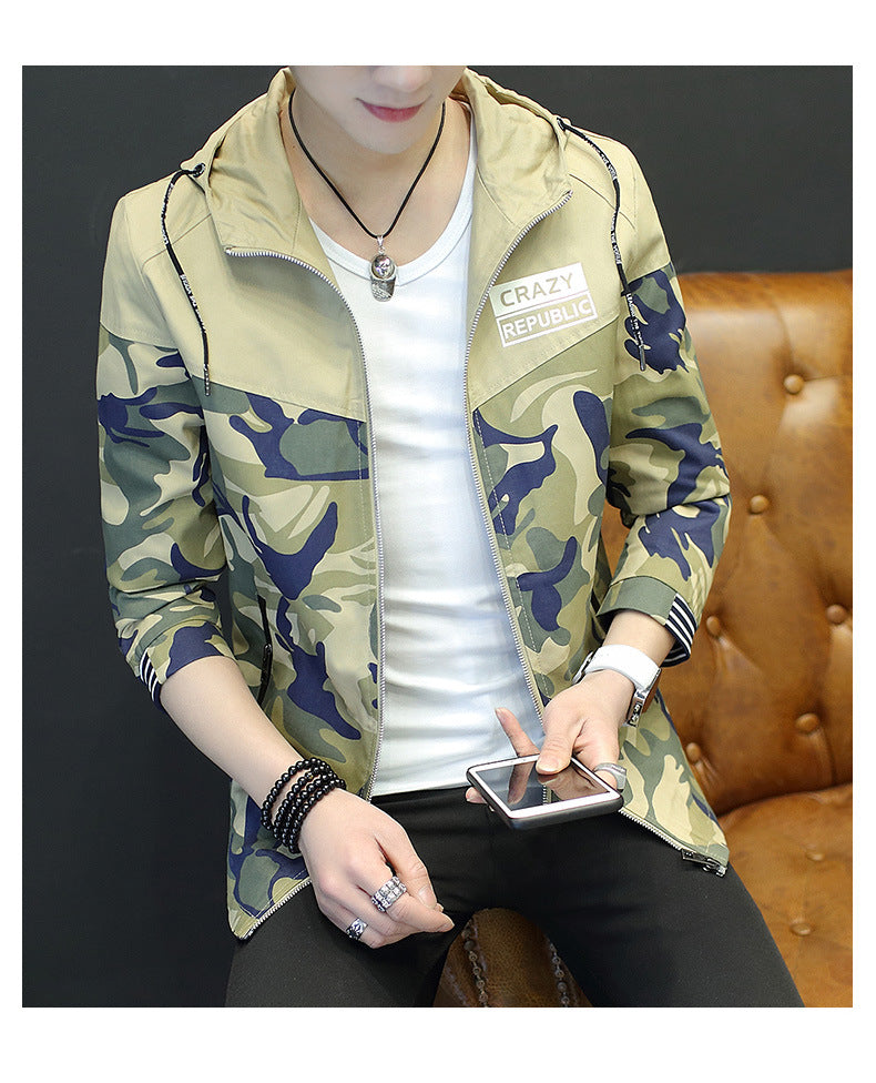 Herren leichte Camouflage-Jacke mit Kapuze und elastischen Bündchen Echoarchiv