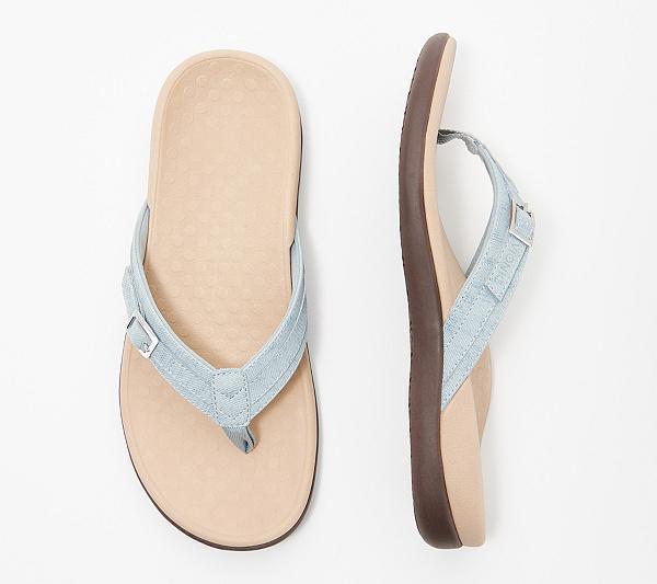 Damen nan verstellbare Zehensteg-Pantolette aus Textil mit gepolstertem Komfortfußbett Echo Archiv