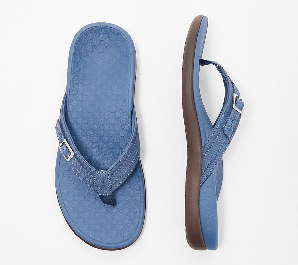 Damen nan verstellbare Zehensteg-Pantolette aus Textil mit gepolstertem Komfortfußbett Echo Archiv