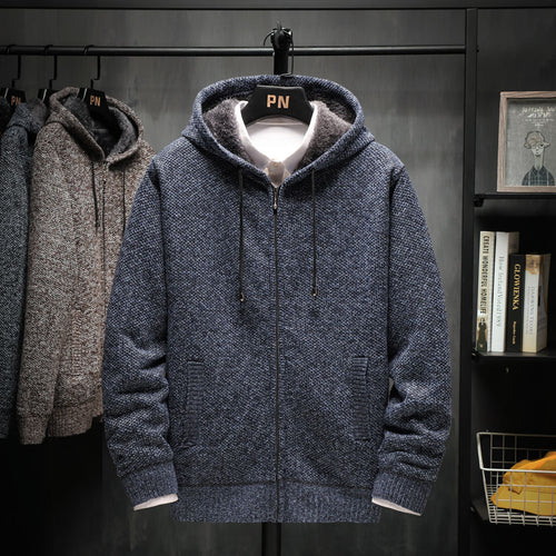 Herren kuschelige Fleecejacke mit Kapuze und praktischen Taschen Echoarchiv