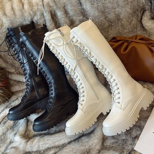 Damen kniehohe Stiefel Stilvolle Kunstleder für Freizeit- und formelle Anlässe Echoarchiv