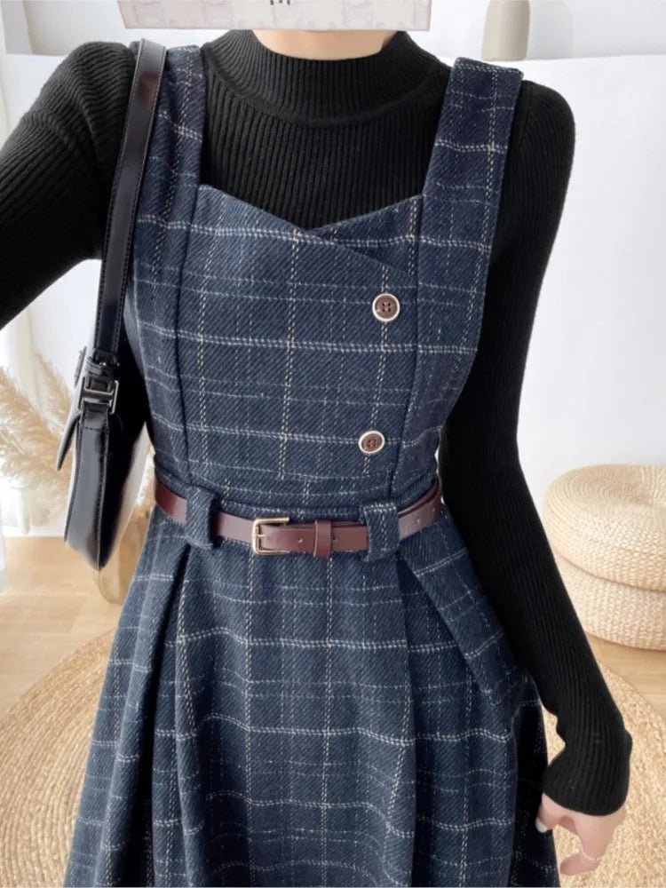Echoarchiv - Frauen Stilvolles Vintage-Kariertes Kleid
