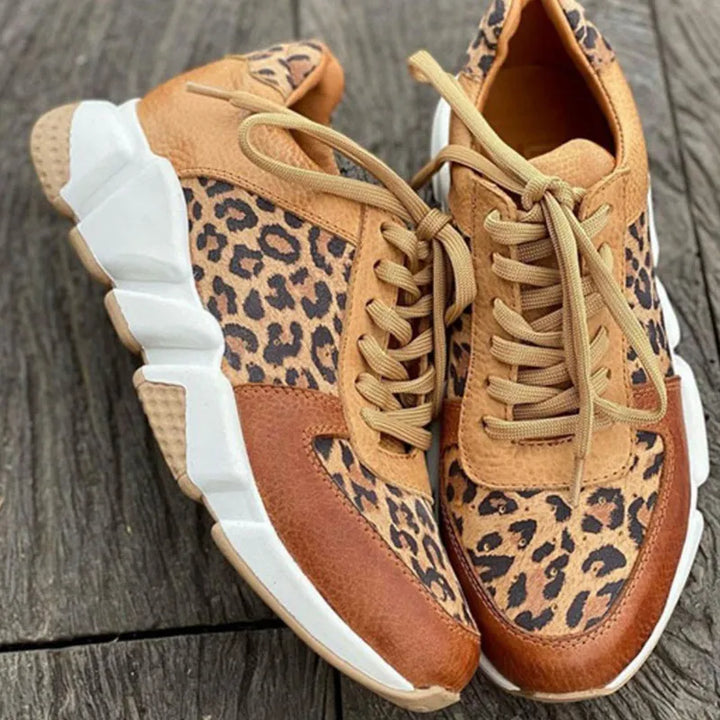 Echoarchiv | Lässige Vulkanisierte Leoparden-Sneakers mit Dicken Sohlen