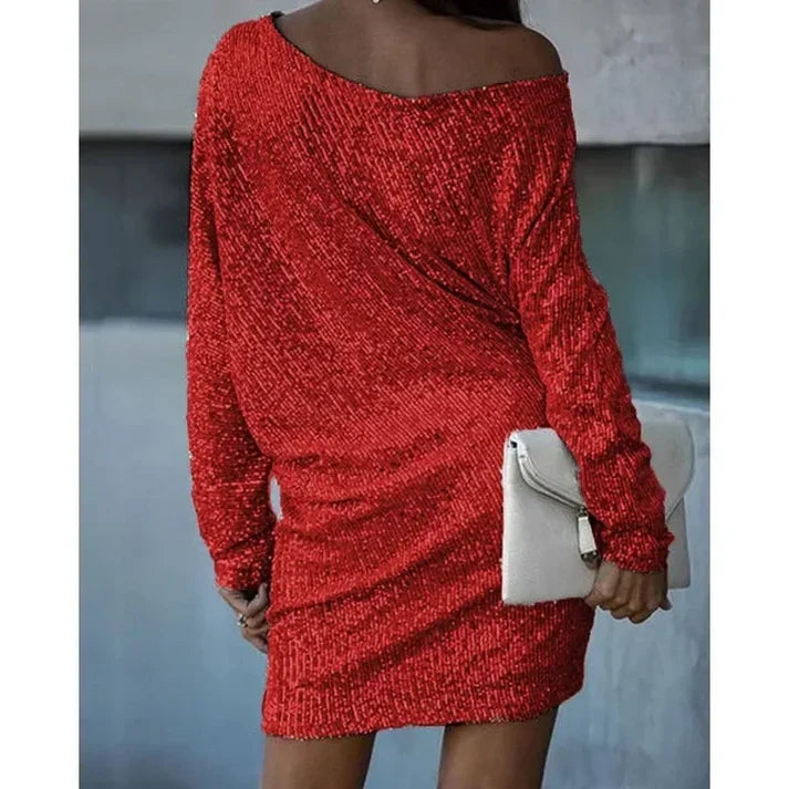 Echoarchiv | Blote Schultern Pailletten Mini Kleid