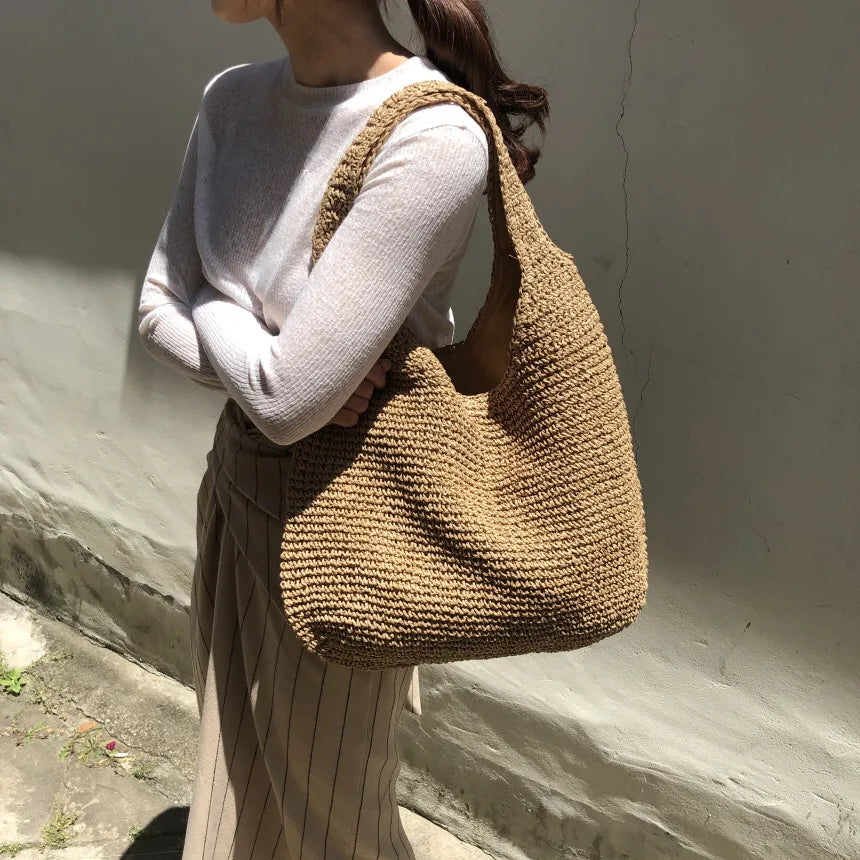 Echoarchiv | Marlene Elegante Stroh-Strandtasche