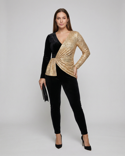 Echoarchiv - Luxus-Jumpsuit mit Pailletten