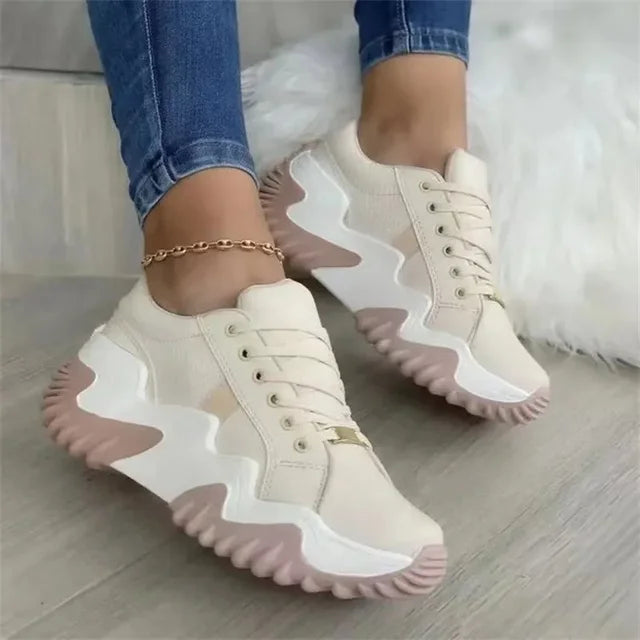 Echoarchiv | Damen Atmungsaktive Vulkanisierte Plateau-Sneaker mit Dickem Boden
